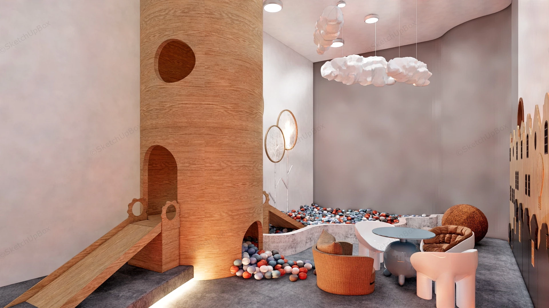 Indoor Ball Pit With Slide sketchup model preview - SketchupBox