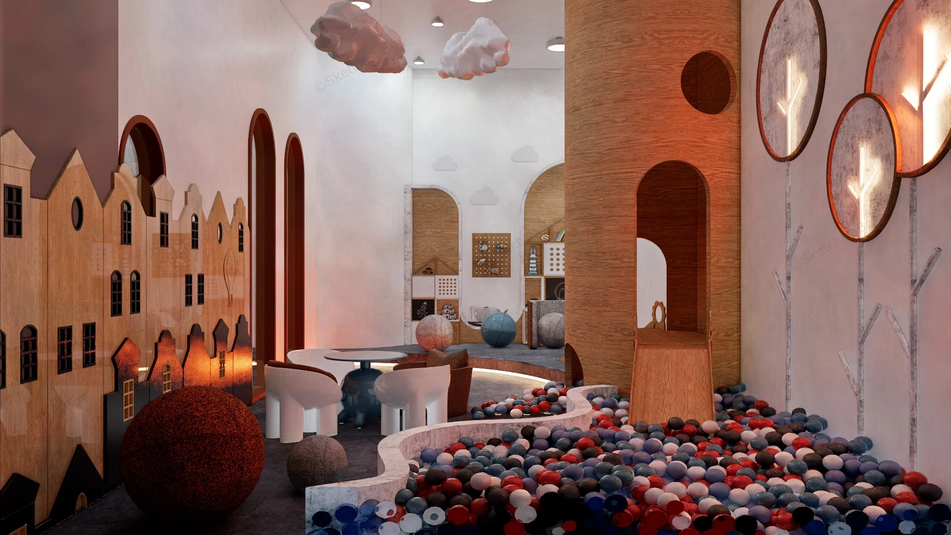 Indoor Ball Pit With Slide sketchup model preview - SketchupBox