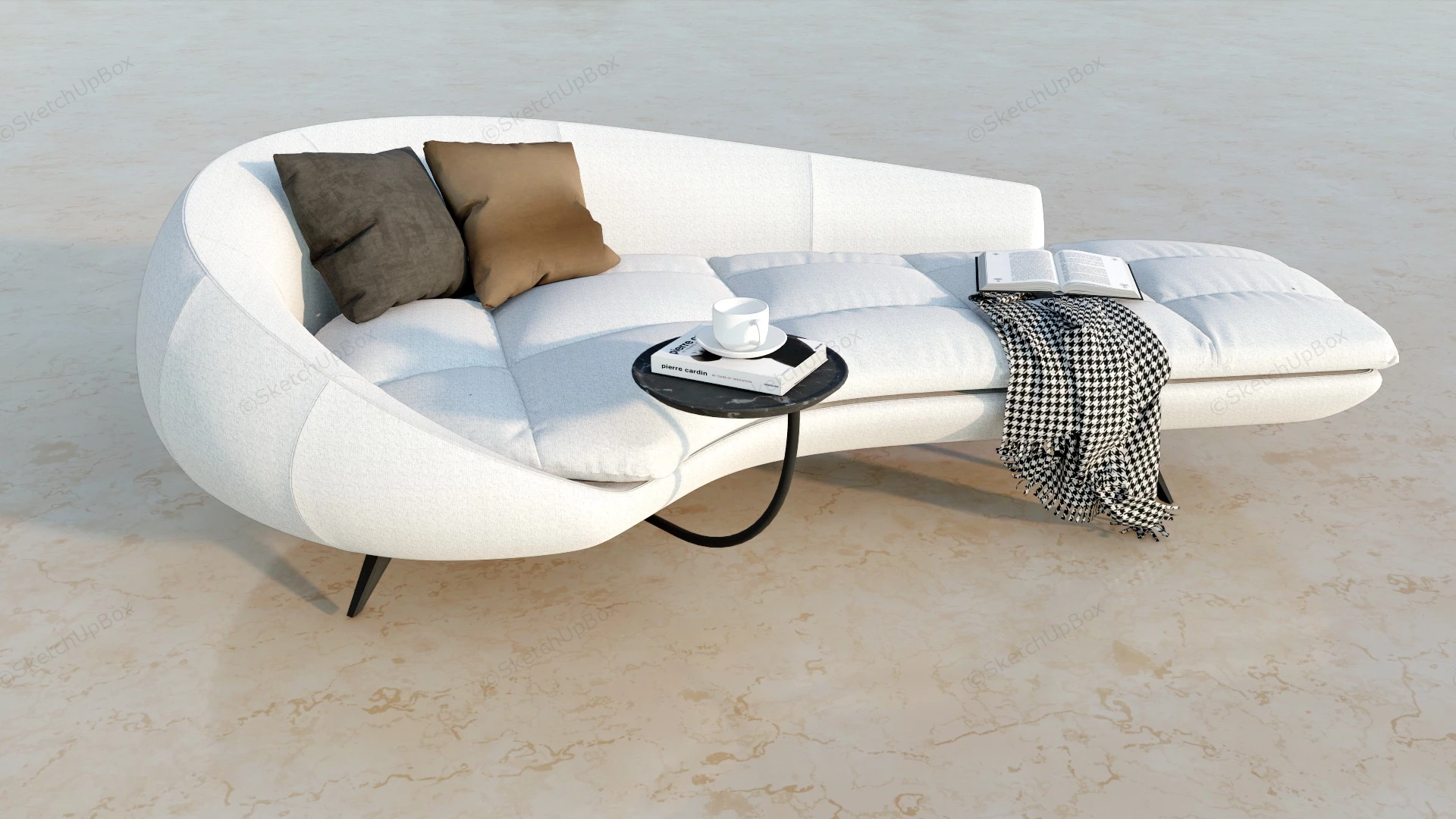 Modern Chaise Longue With Tray sketchup model preview - SketchupBox