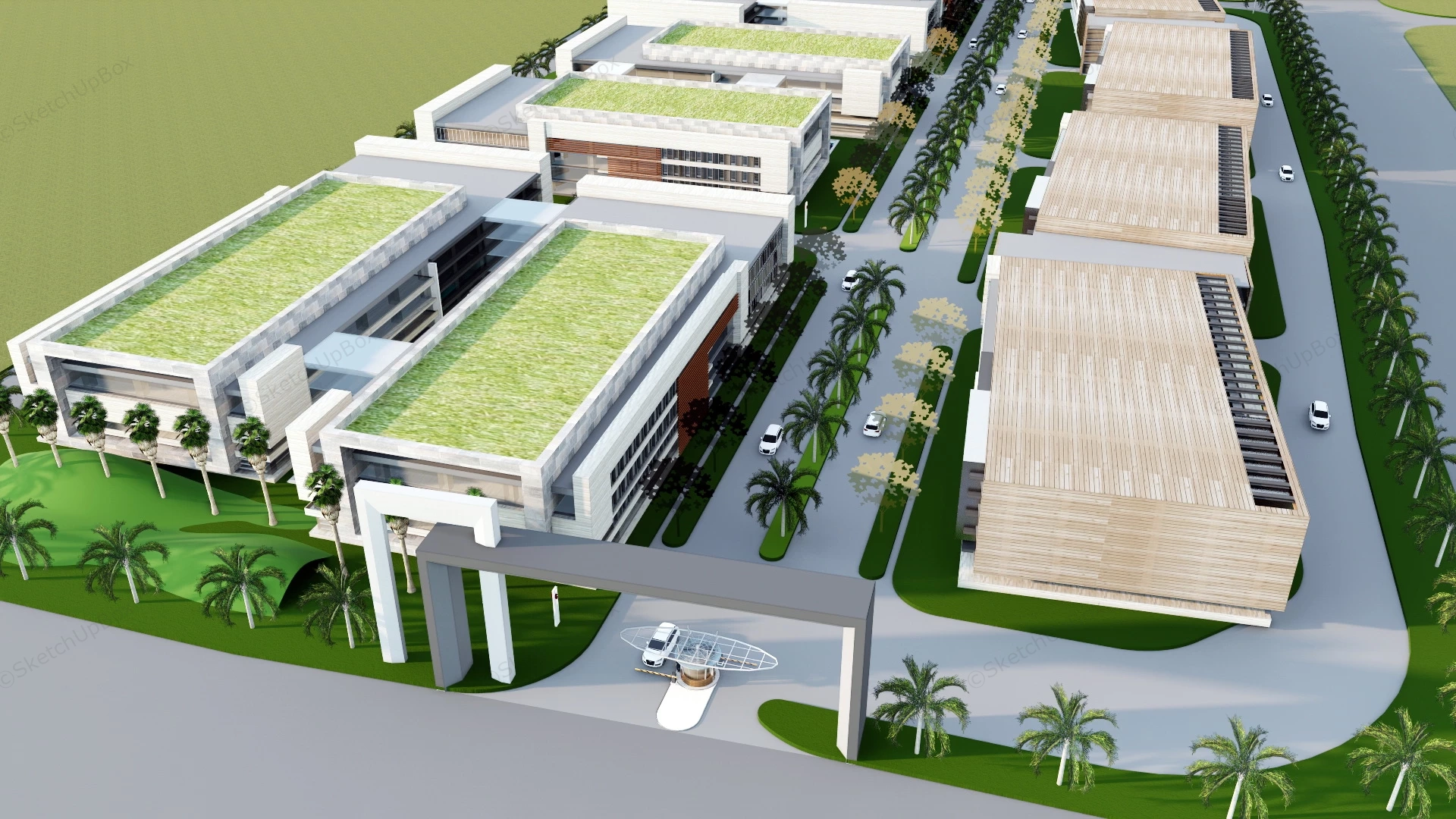 Modern Industrial Park Design sketchup model preview - SketchupBox