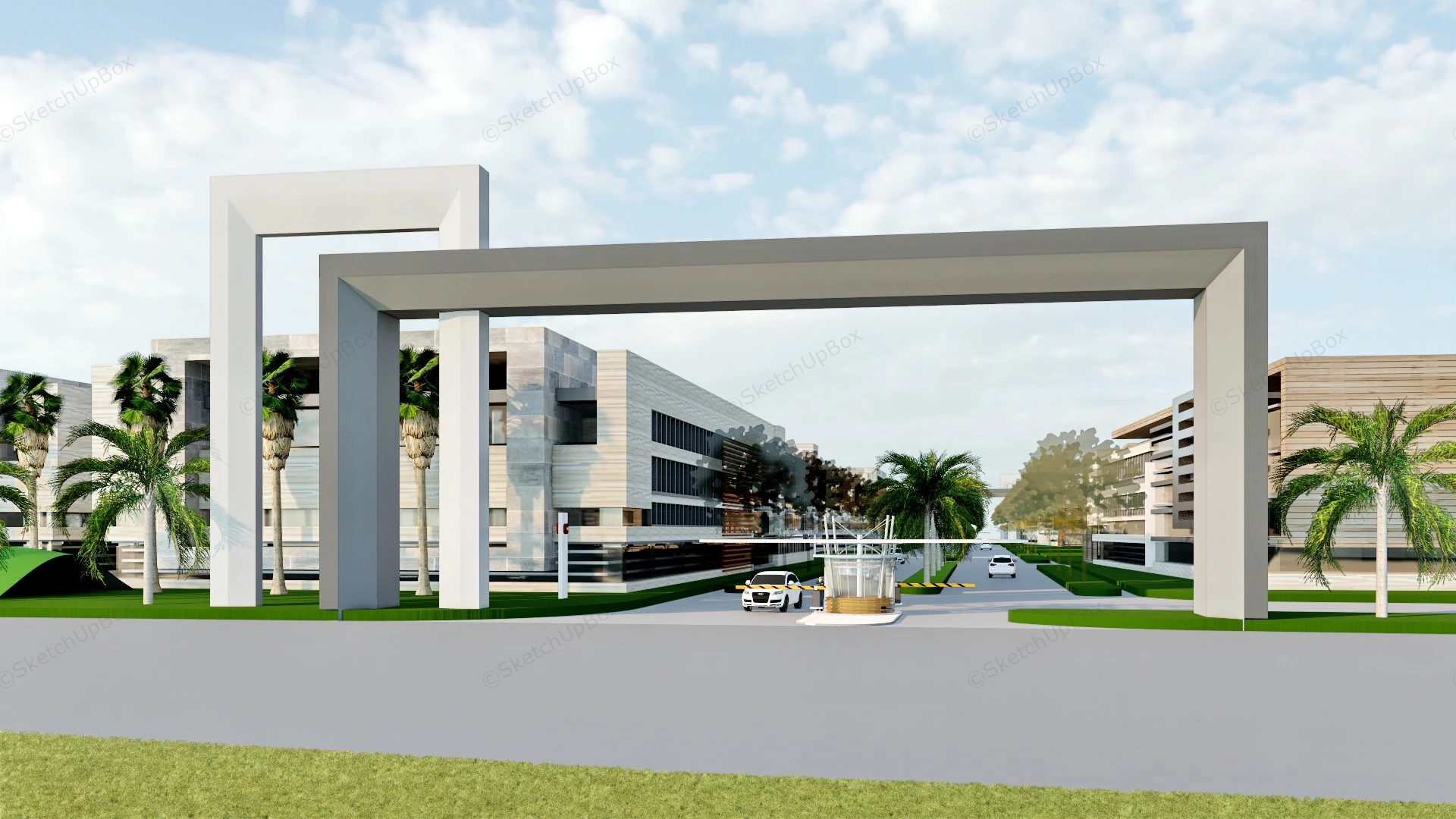 Modern Industrial Park Design sketchup model preview - SketchupBox