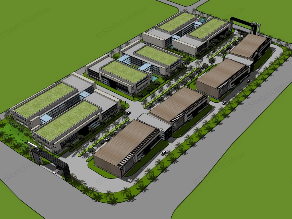 Modern Industrial Park Design sketchup model preview - SketchupBox