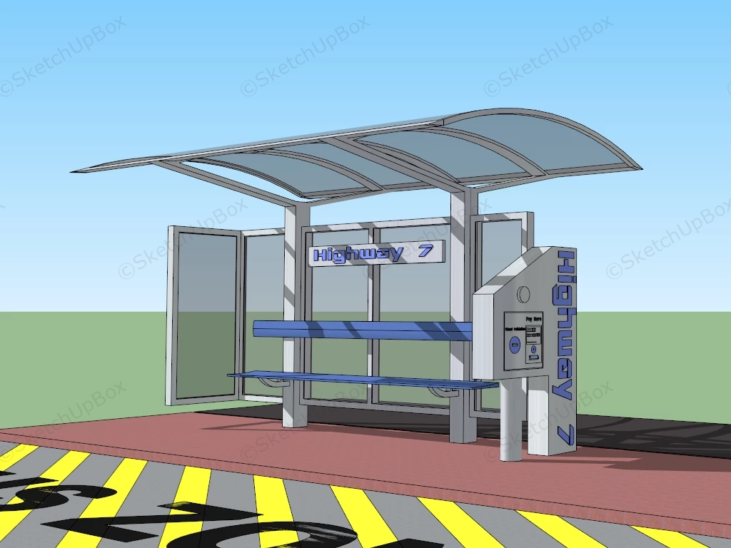 Modern Bus Stop sketchup model preview - SketchupBox
