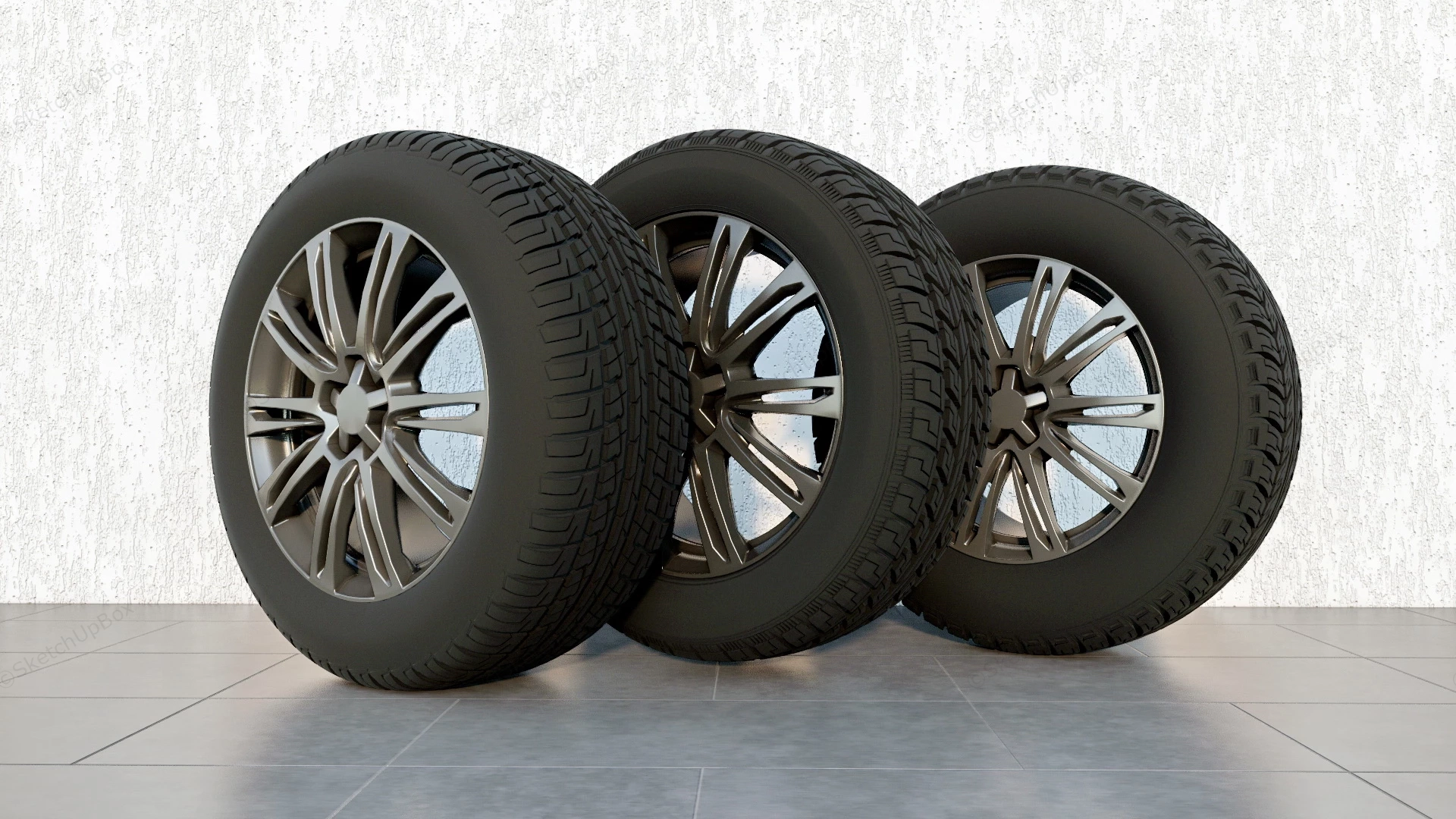 Car Wheels sketchup model preview - SketchupBox