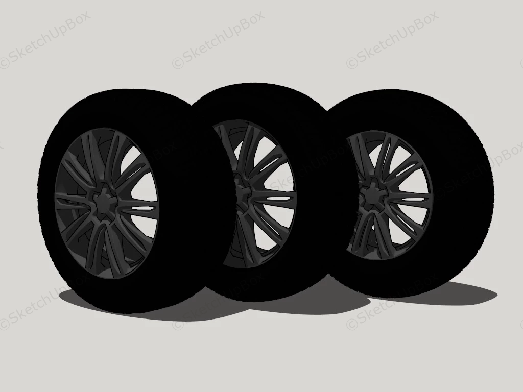 Car Wheels sketchup model preview - SketchupBox