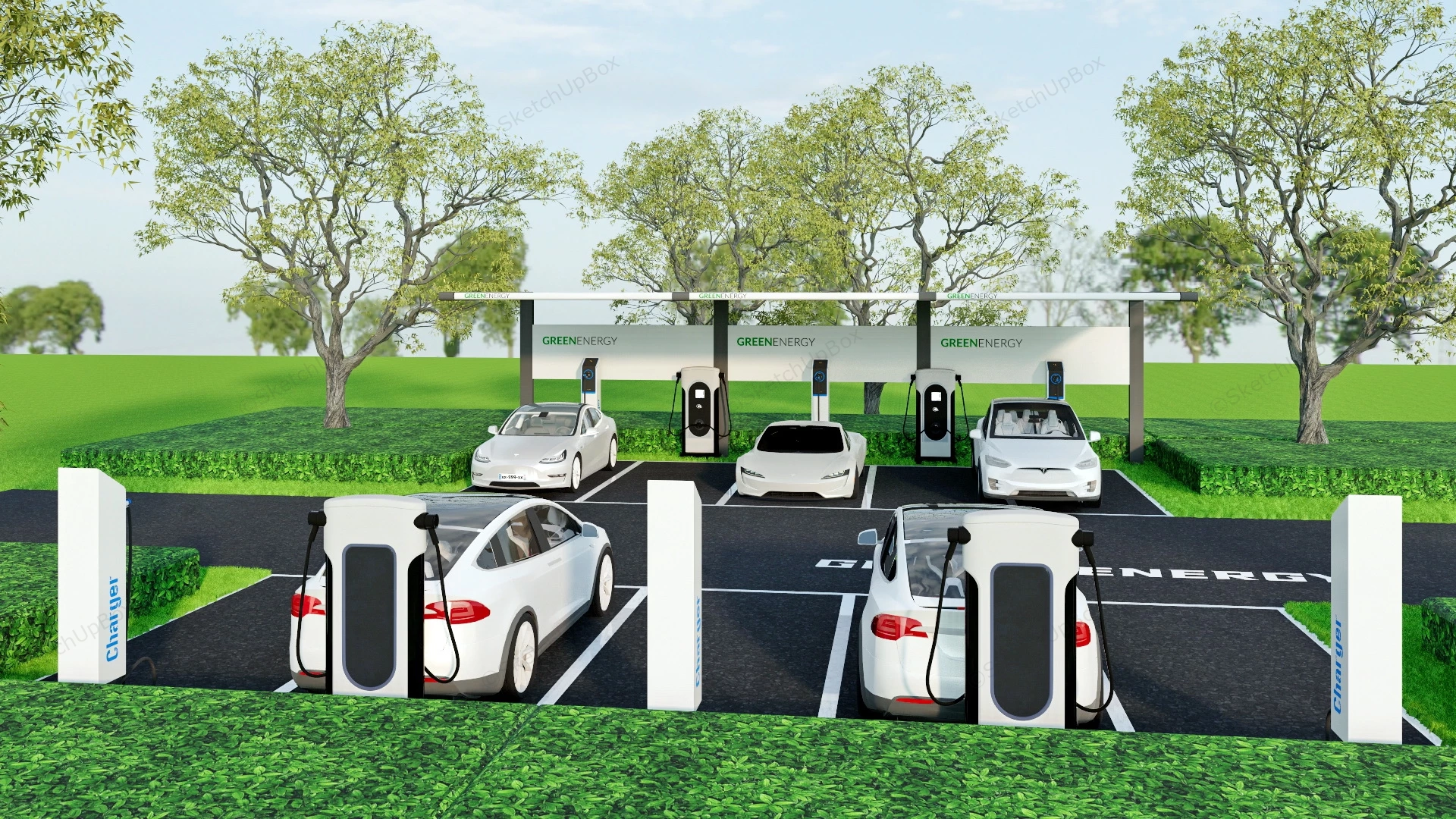 Solar Charging Station sketchup model preview - SketchupBox