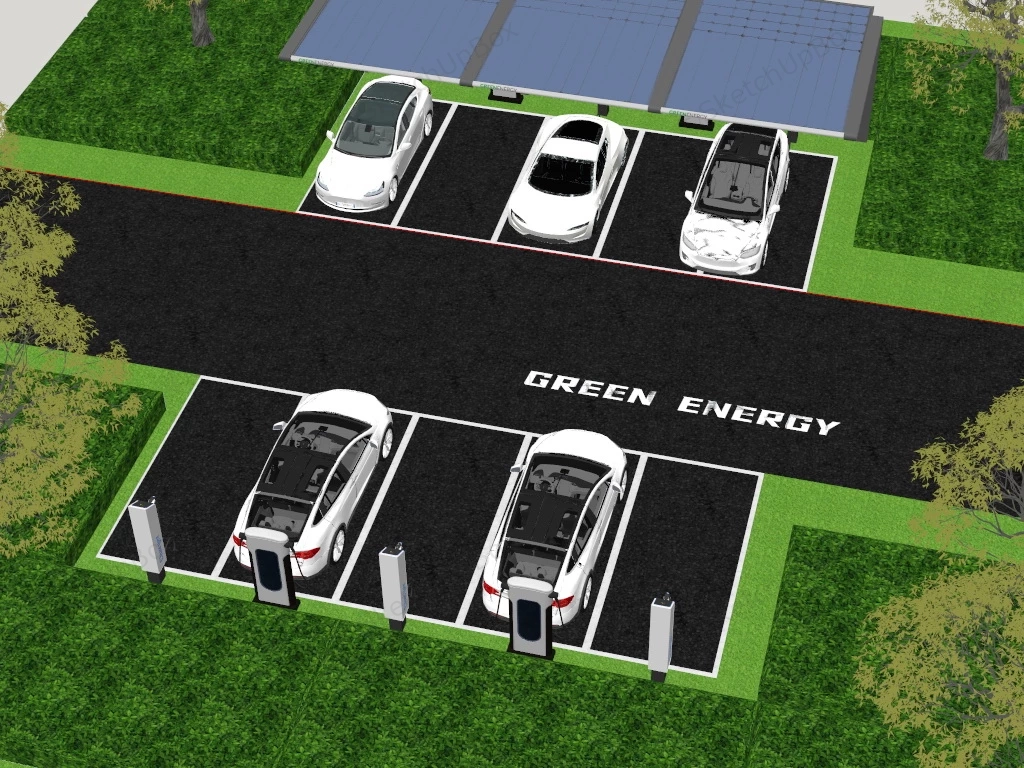 Solar Charging Station sketchup model preview - SketchupBox