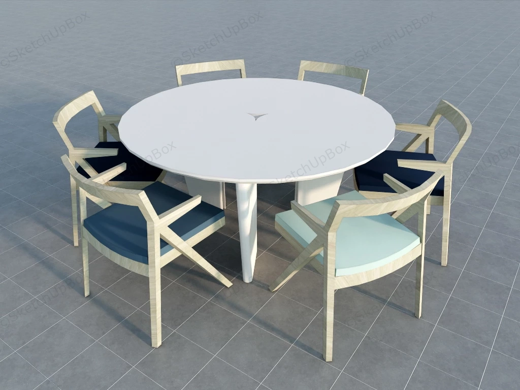 Round Dining Room Table Set sketchup model preview - SketchupBox