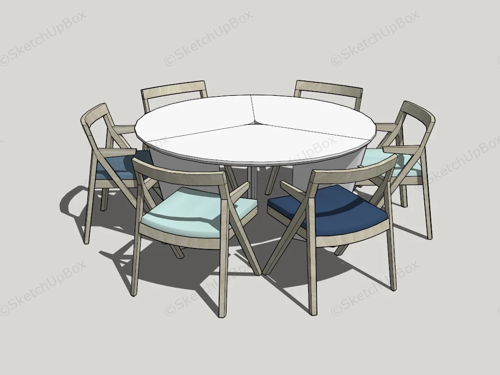 Round Dining Room Table Set sketchup model preview - SketchupBox