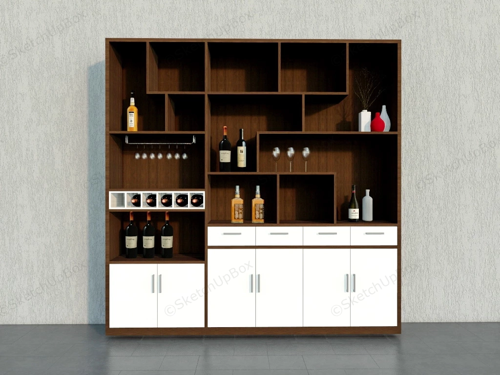 Wine Display Cabinet sketchup model preview - SketchupBox