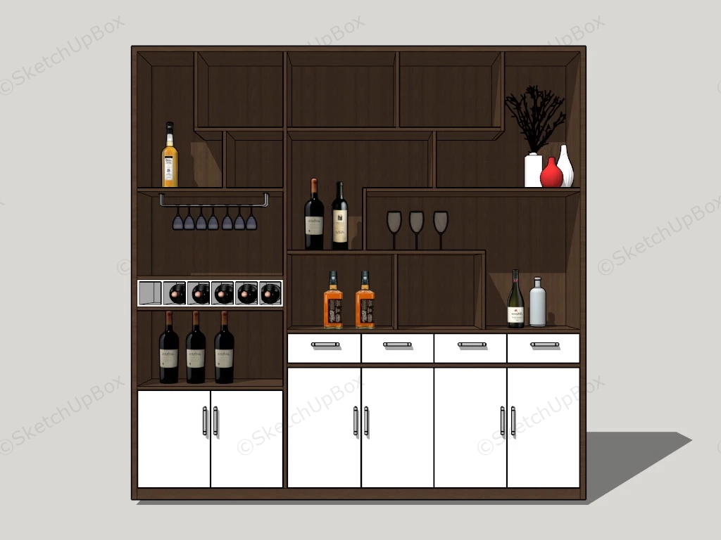 Wine Display Cabinet sketchup model preview - SketchupBox