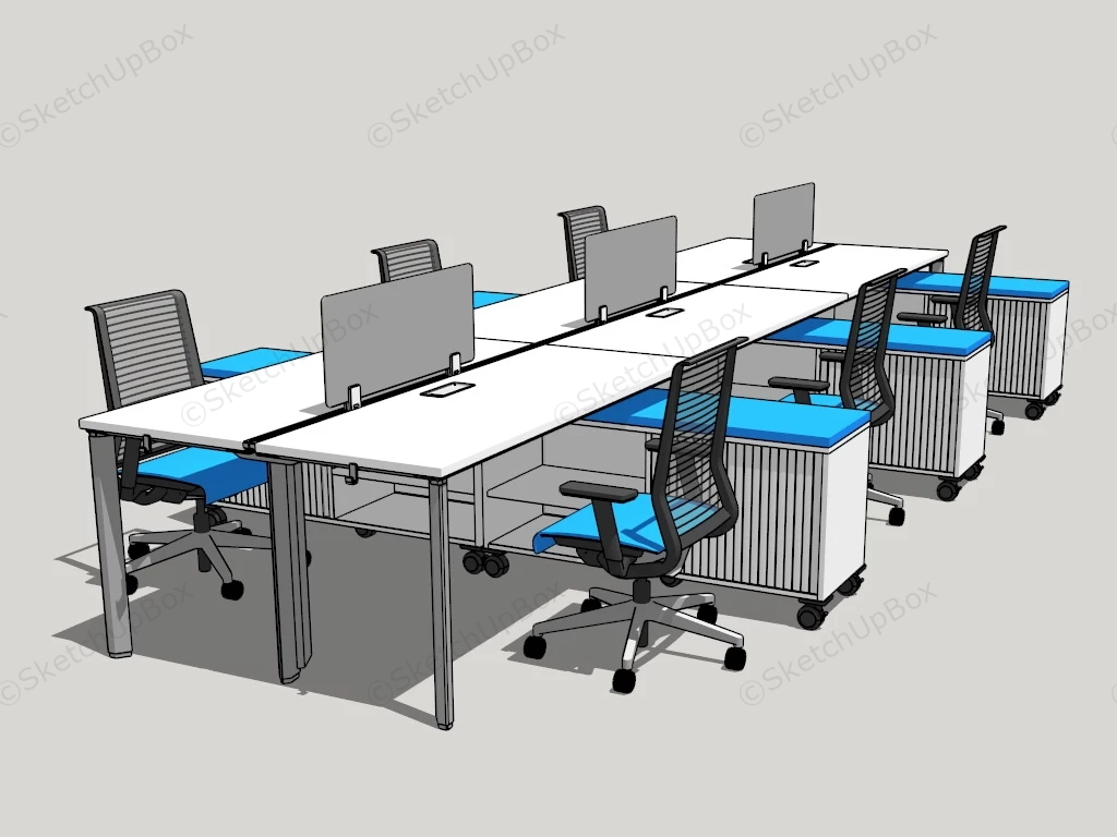 Office Workstation Desk sketchup model preview - SketchupBox