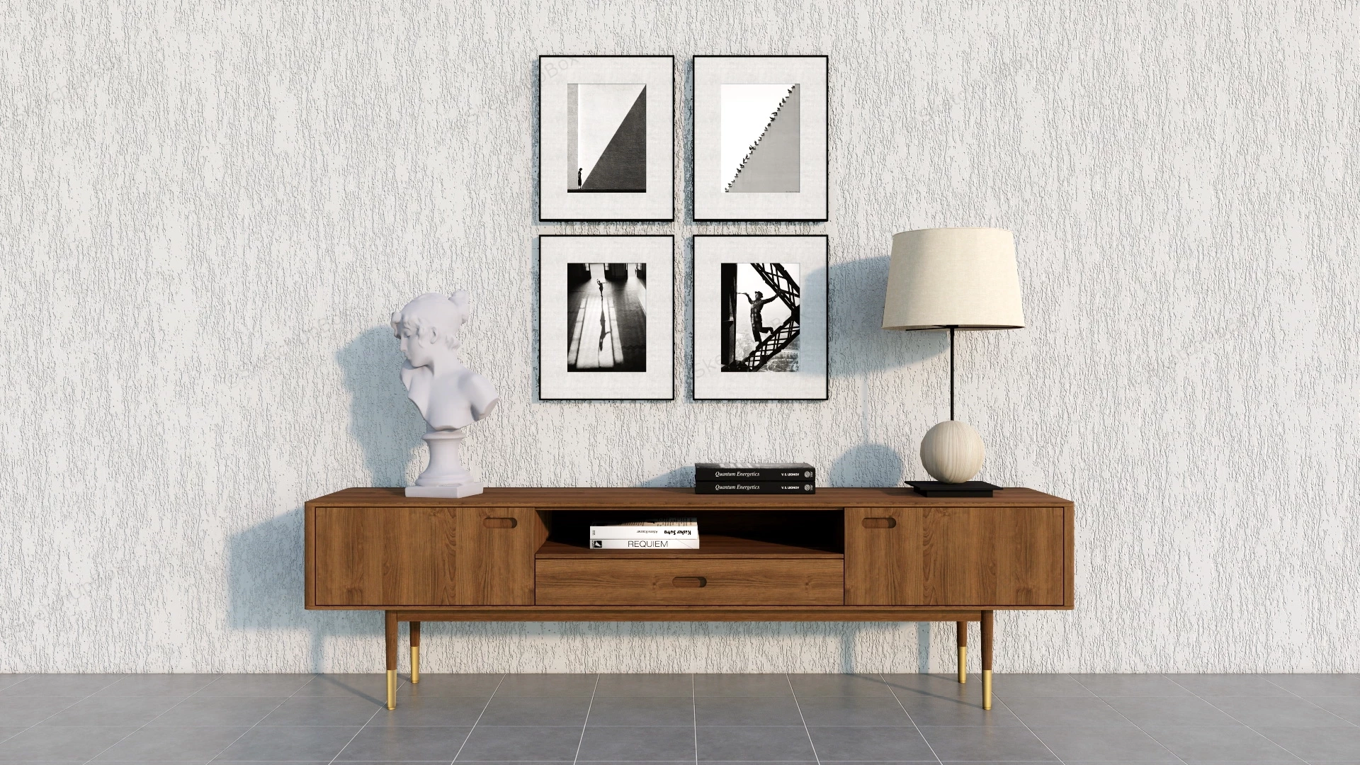 Low Wooden Sideboard sketchup model preview - SketchupBox