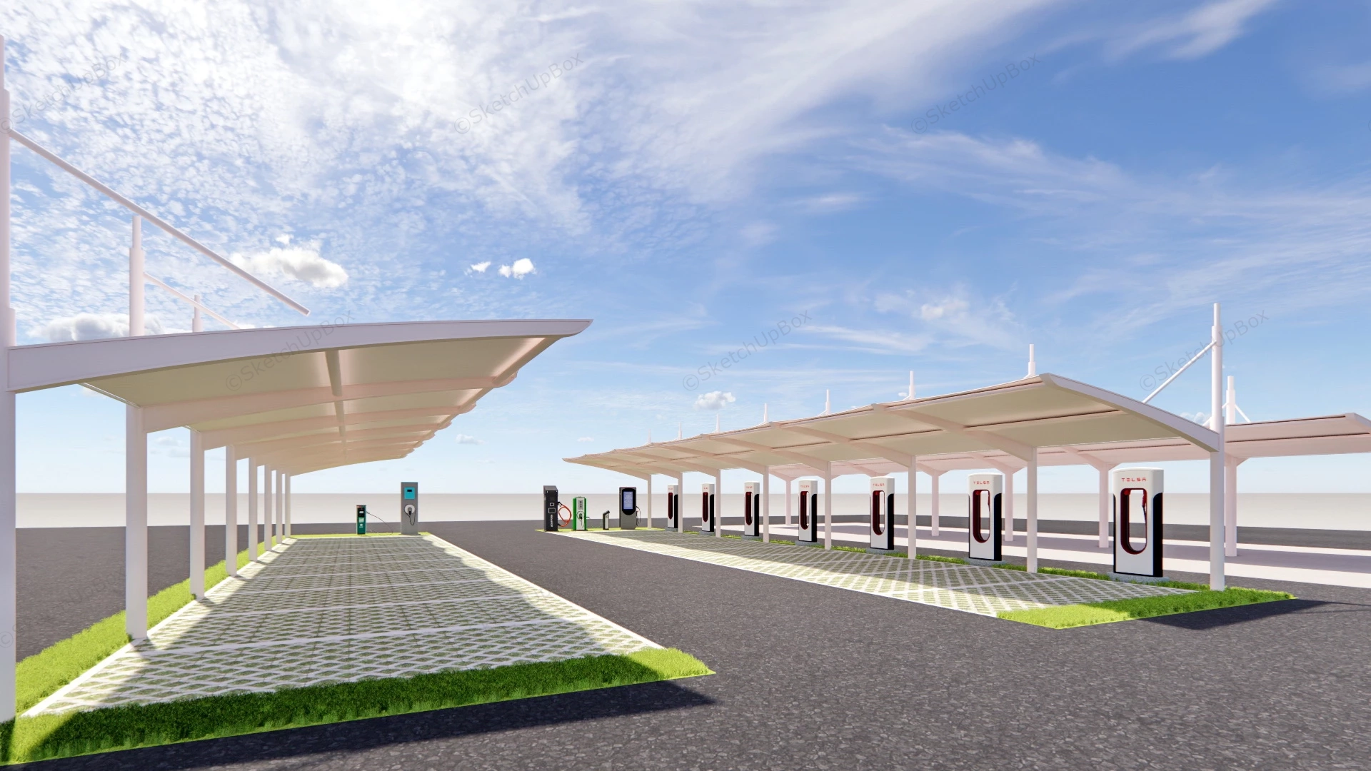EV Charging Station sketchup model preview - SketchupBox