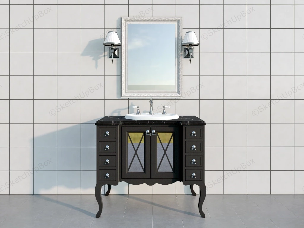 Retro Bathroom Vanity sketchup model preview - SketchupBox