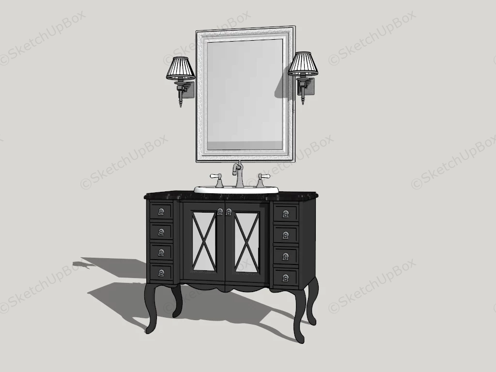 Retro Bathroom Vanity sketchup model preview - SketchupBox