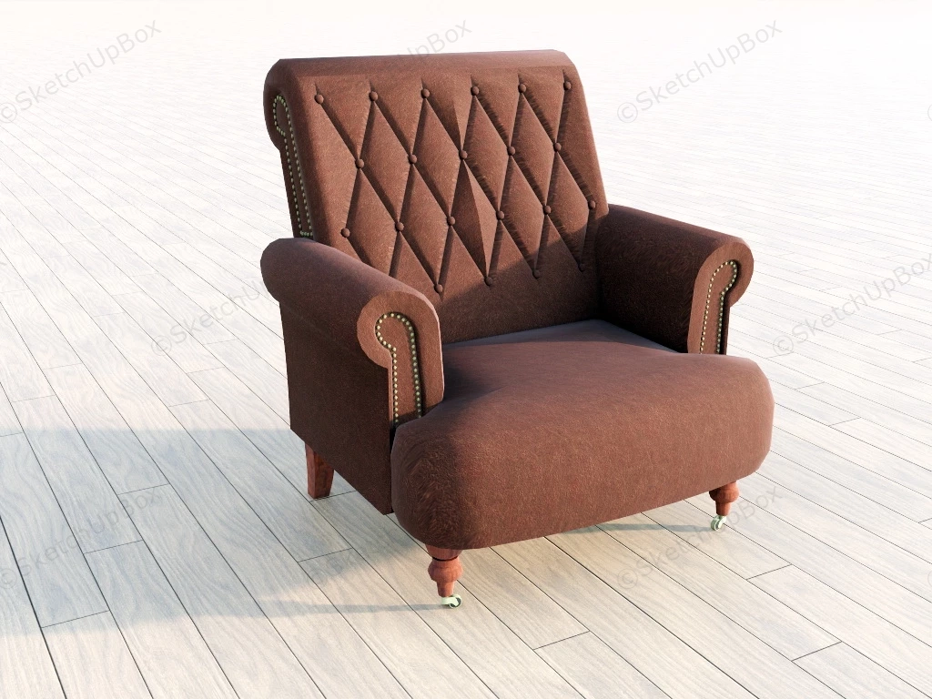 Classic Tufted Armchair sketchup model preview - SketchupBox