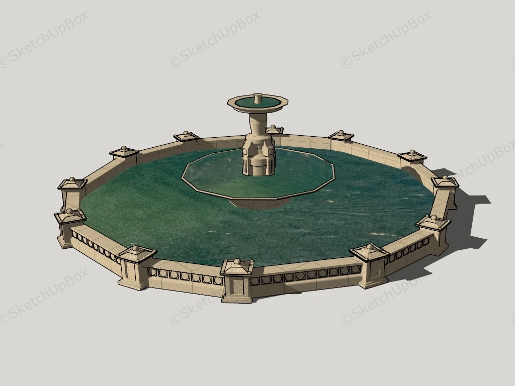 Large Water Fountain sketchup model preview - SketchupBox