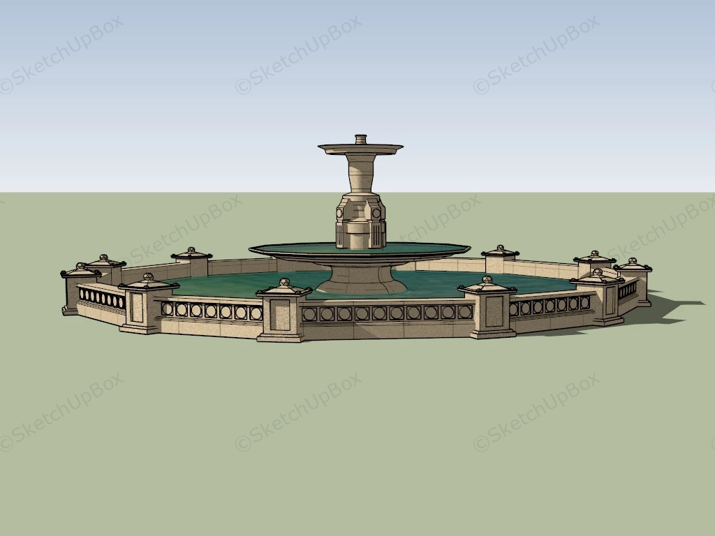 Large Water Fountain sketchup model preview - SketchupBox