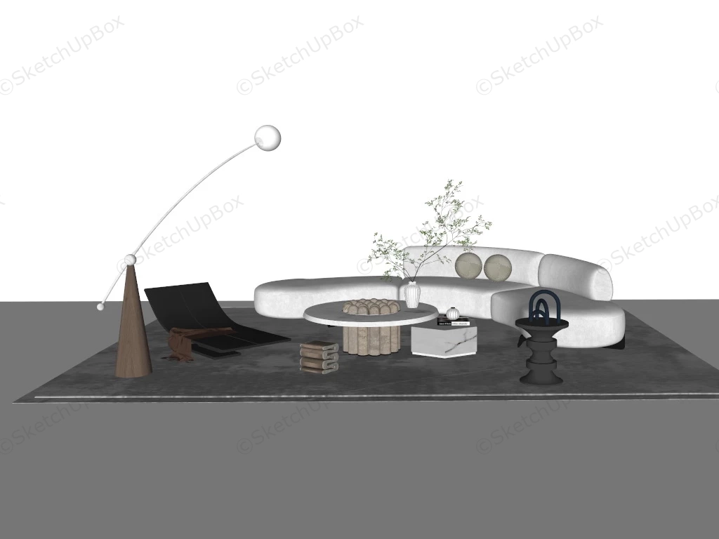 Curved Sofa Living Room Set sketchup model preview - SketchupBox