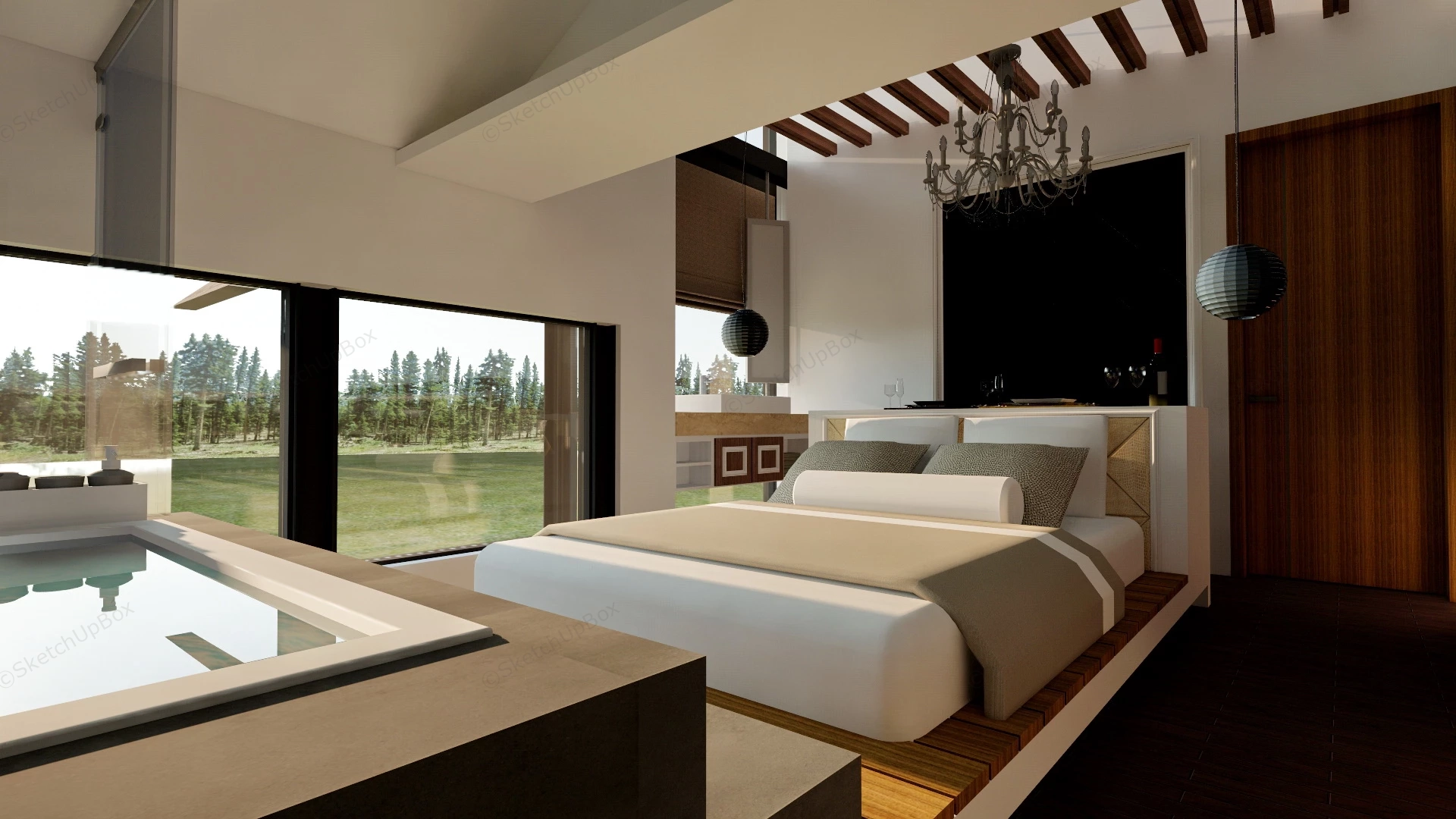 Country Style Hotel Room sketchup model preview - SketchupBox