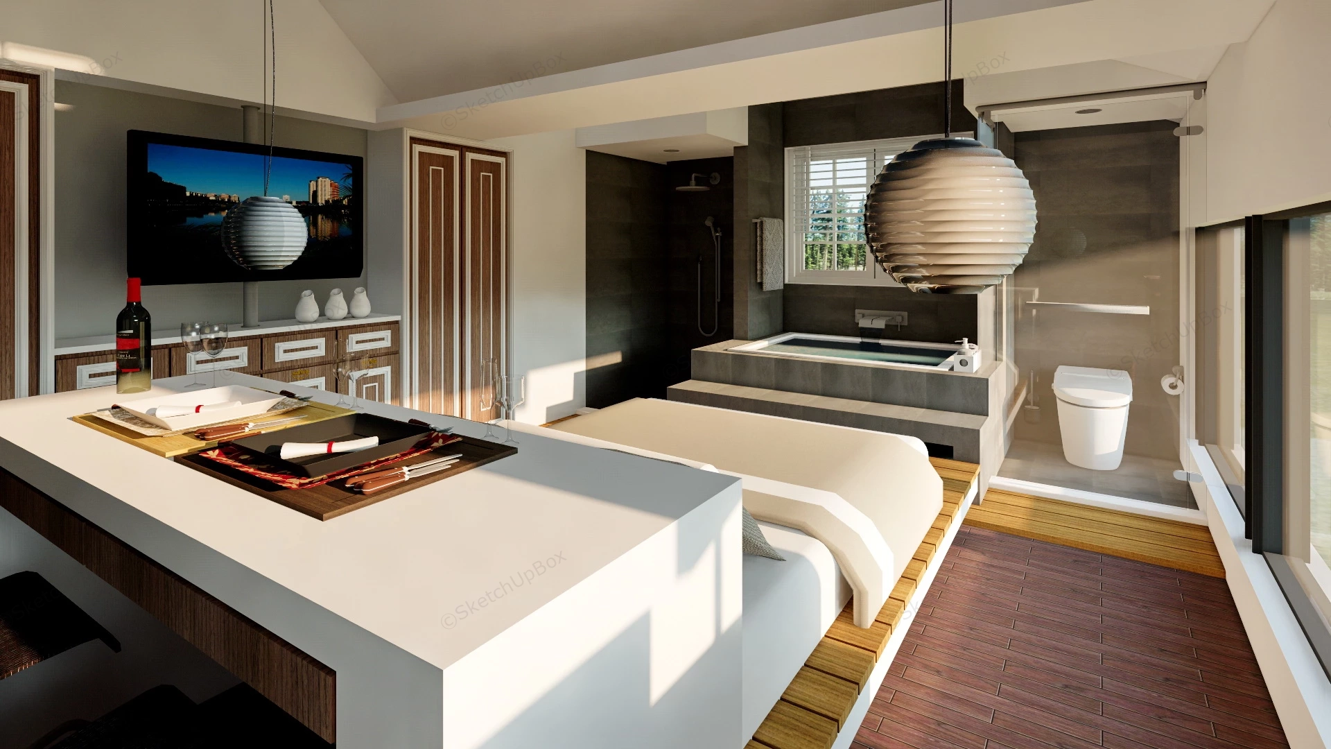 Country Style Hotel Room sketchup model preview - SketchupBox