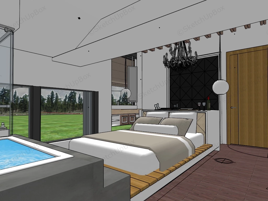Country Style Hotel Room sketchup model preview - SketchupBox