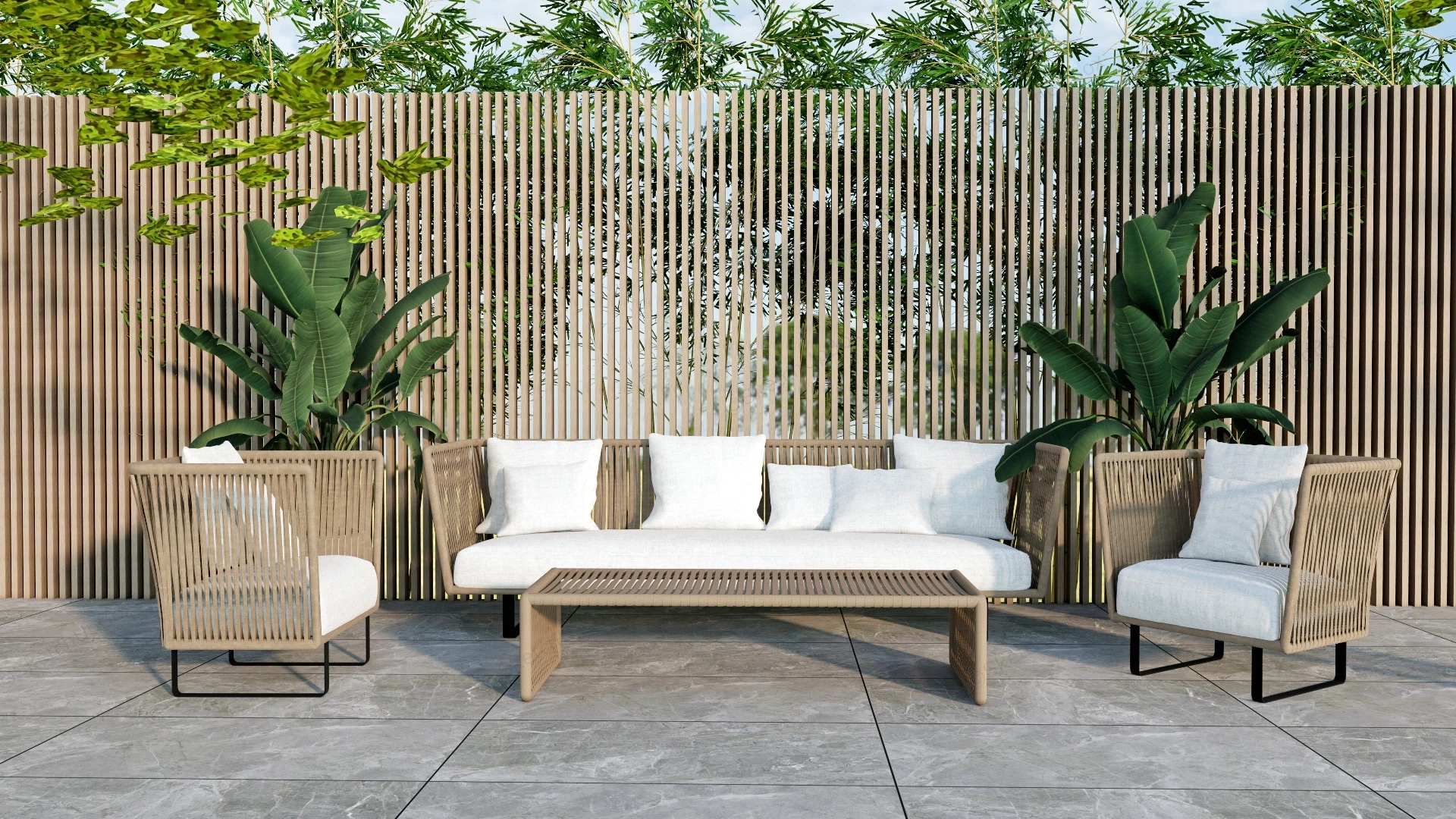 4 Piece Patio Furniture Set sketchup model preview - SketchupBox