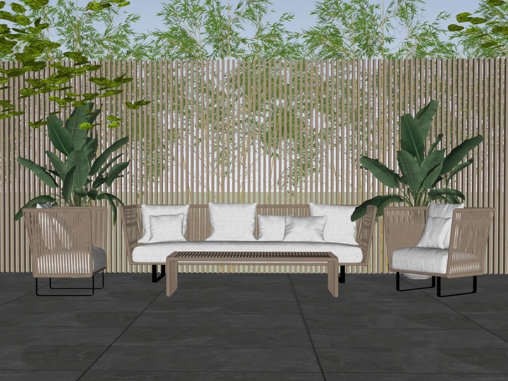 4 Piece Patio Furniture Set sketchup model preview - SketchupBox