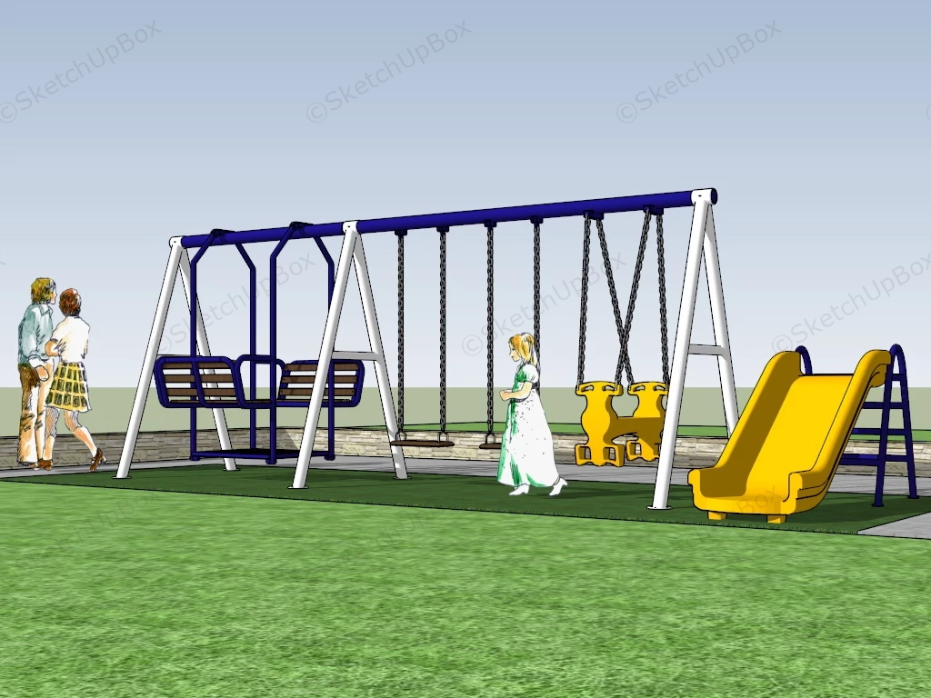 Outdoor Swing Set And Slide sketchup model preview - SketchupBox