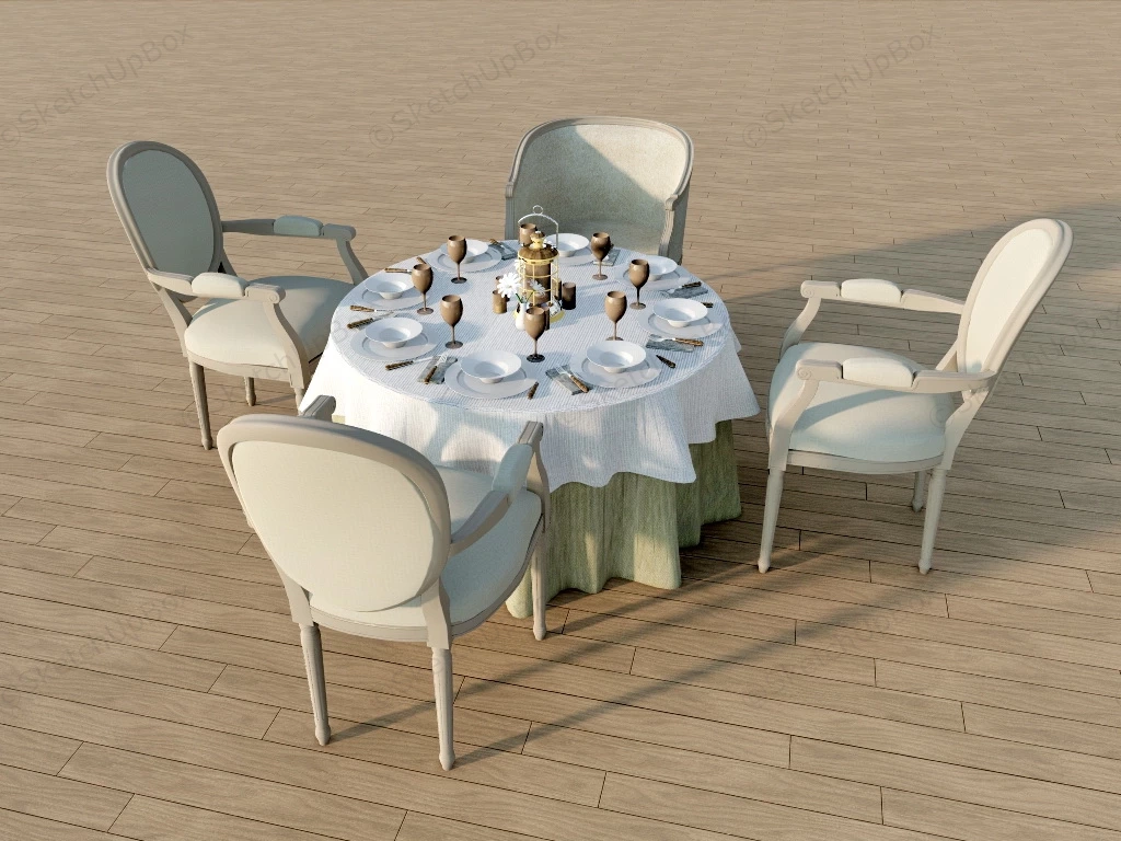 Dining Table Set For 4 sketchup model preview - SketchupBox