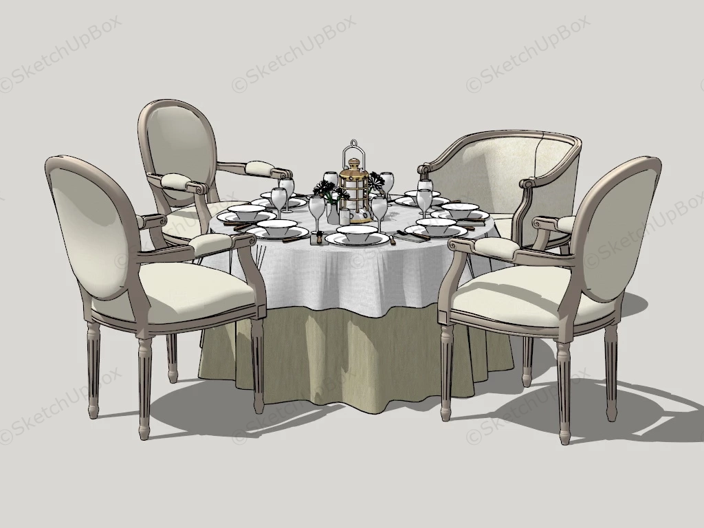 Dining Table Set For 4 sketchup model preview - SketchupBox