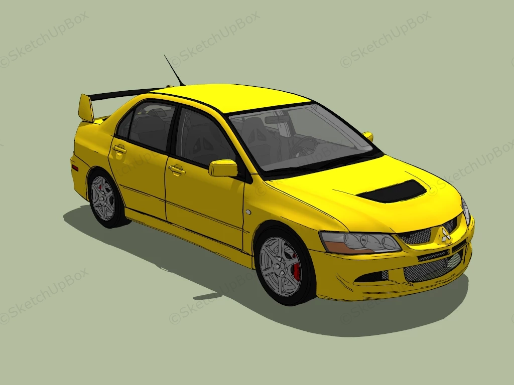Mitsubishi Lancer Evolution sketchup model preview - SketchupBox