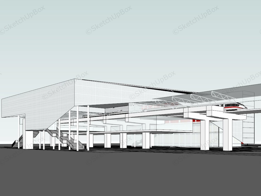 High Speed Railway Station sketchup model preview - SketchupBox