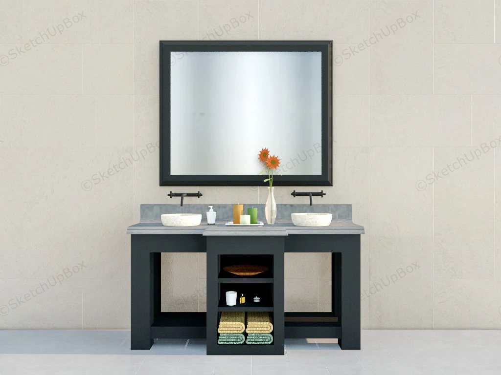 Farmhouse Bathroom Vanity sketchup model preview - SketchupBox