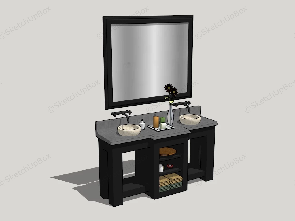 Farmhouse Bathroom Vanity sketchup model preview - SketchupBox