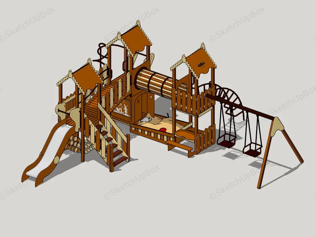 Backyard Wood Playset sketchup model preview - SketchupBox