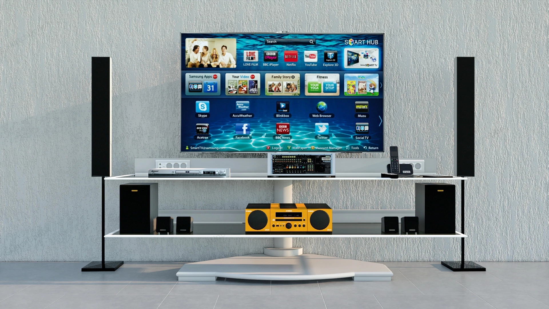 Media Console Tv Stand sketchup model preview - SketchupBox