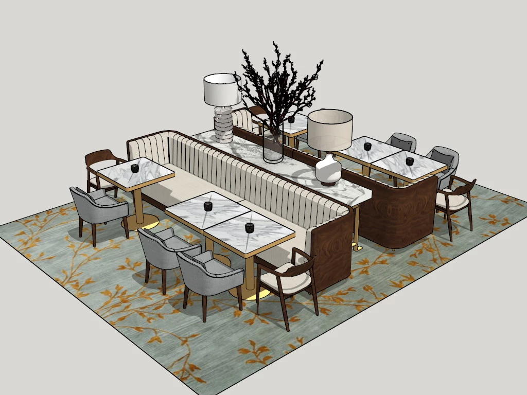 Restaurant Booth Seating sketchup model preview - SketchupBox