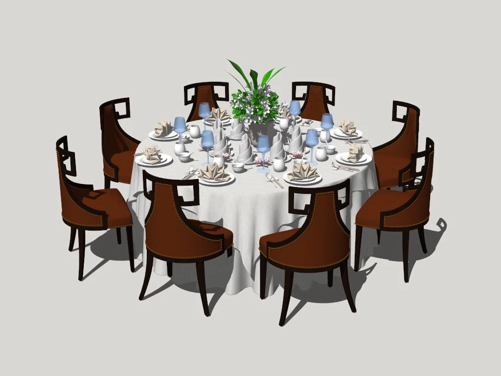 Round Banquet Table Set sketchup model preview - SketchupBox