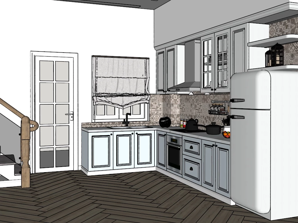 Simple Open Kitchen Design sketchup model preview - SketchupBox