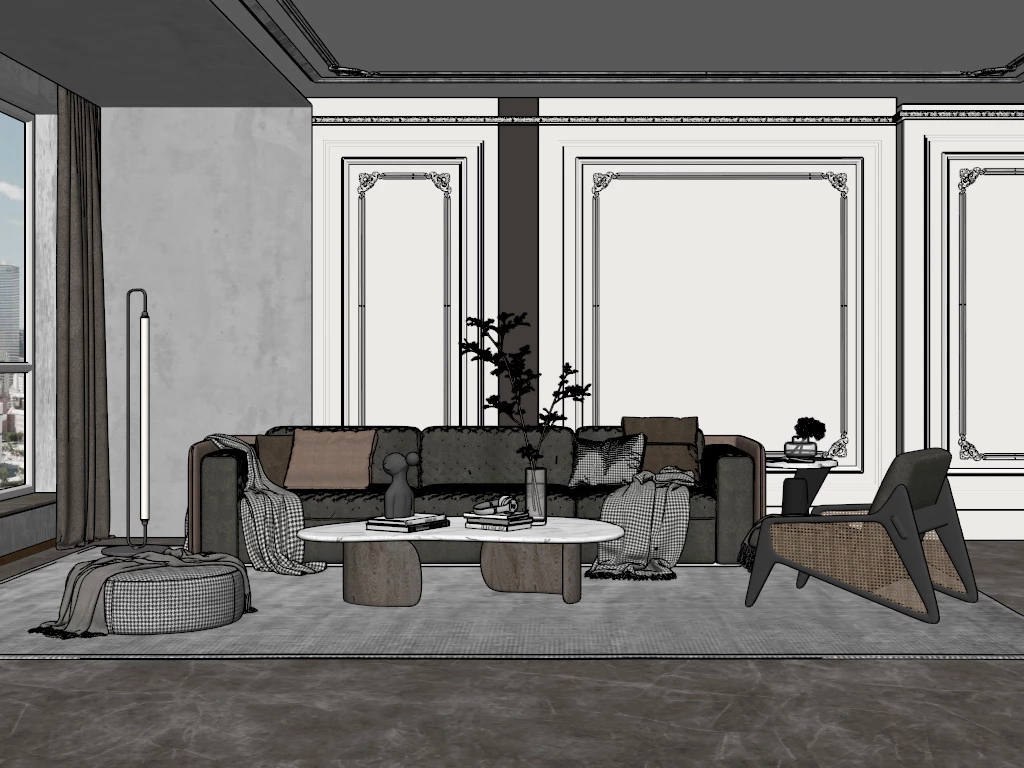 Wabi Sabi Living Room Ideas sketchup model preview - SketchupBox
