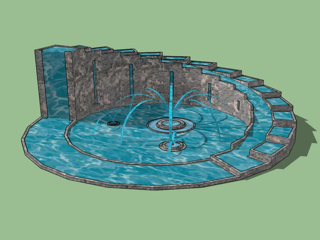 Spiral Fountain sketchup model preview - SketchupBox