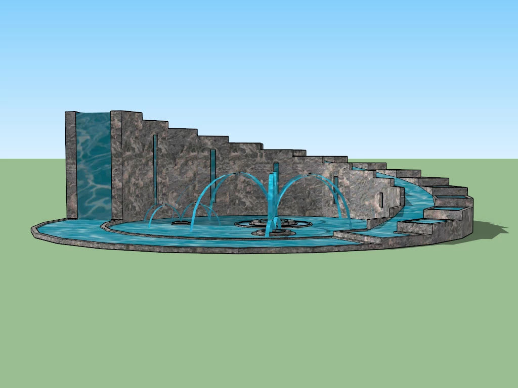 Spiral Fountain sketchup model preview - SketchupBox