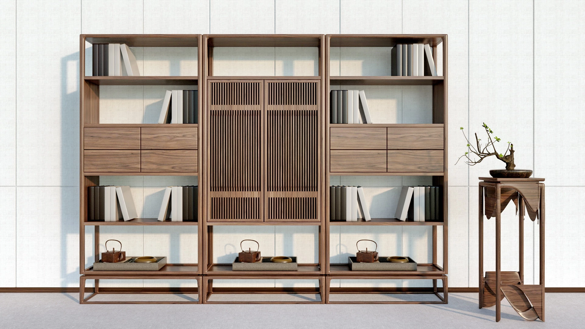 Asian Style Bookcase sketchup model preview - SketchupBox