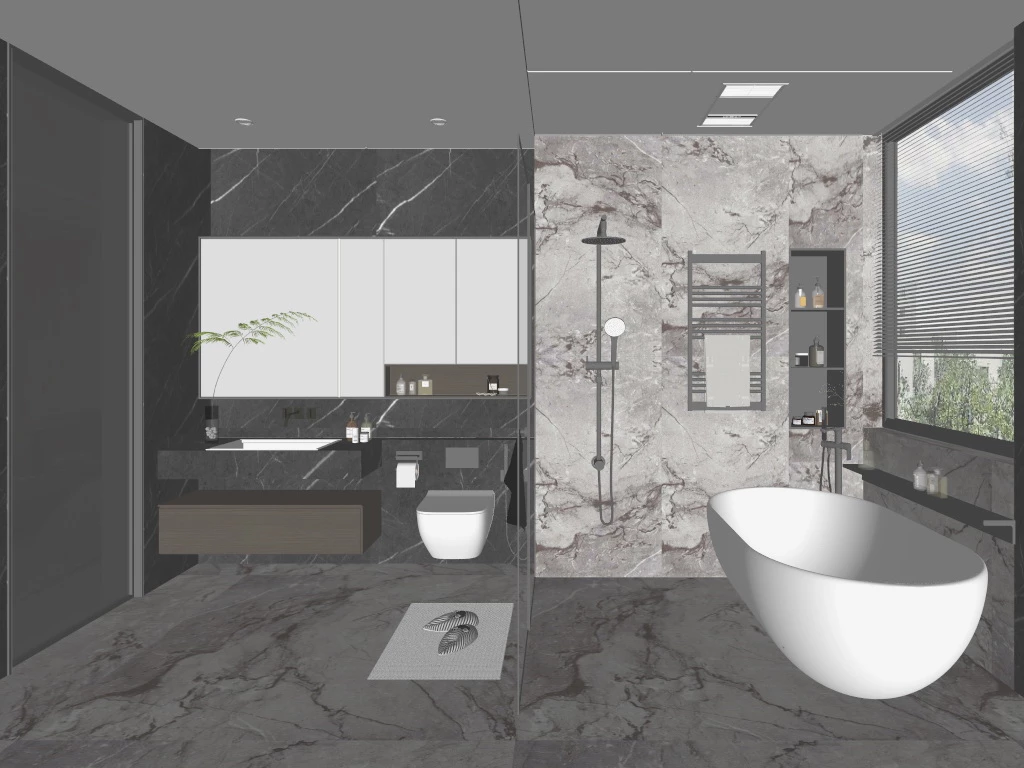 Modern Home Bathroom sketchup model preview - SketchupBox