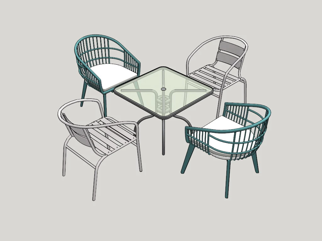 Metal Patio Furniture Set sketchup model preview - SketchupBox