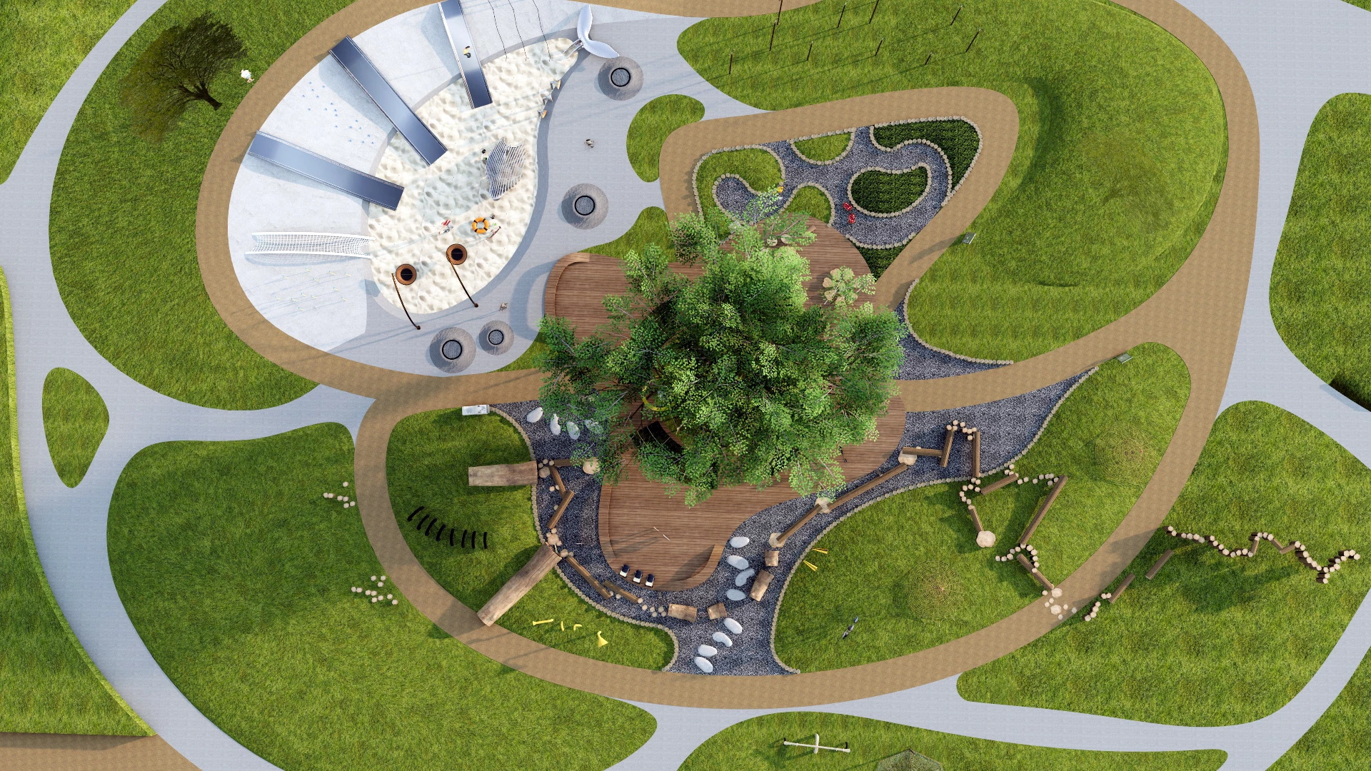 Natural Playground Design sketchup model preview - SketchupBox