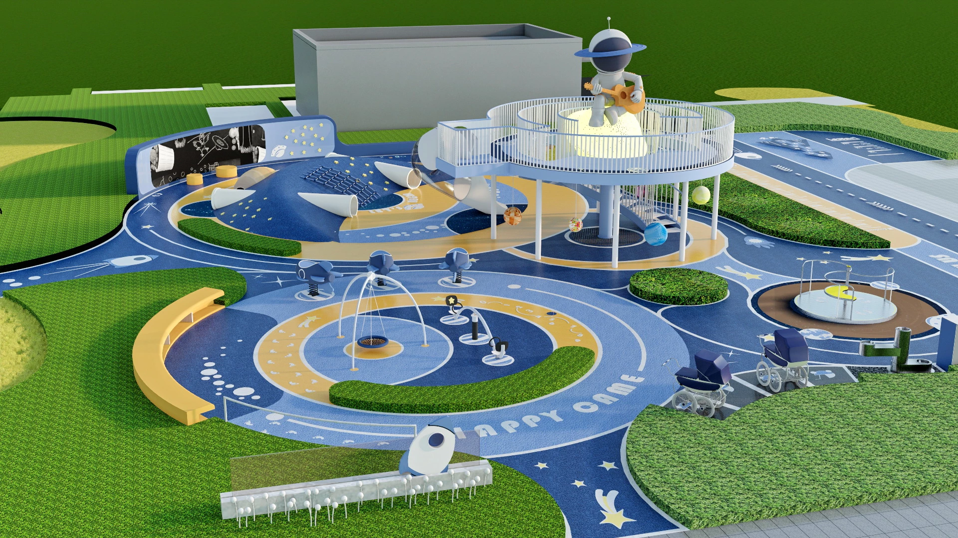 Space Themed Playground Design sketchup model preview - SketchupBox