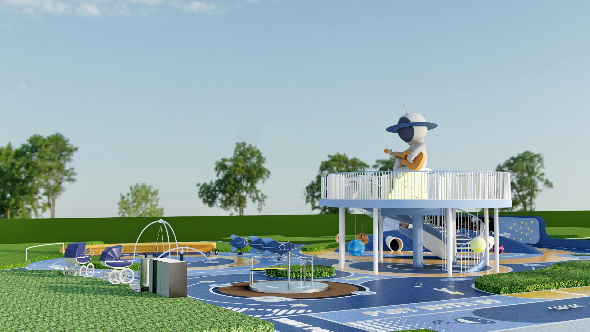 Space Themed Playground Design sketchup model preview - SketchupBox